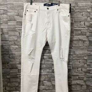 Men’s Hollister Epic Flex Skinny White jeans pants W33-L32 NWT (W534)